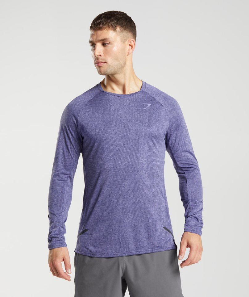 Men\'s Gymshark Apex Long Sleeve T-Shirts Purple | CA 8N035A